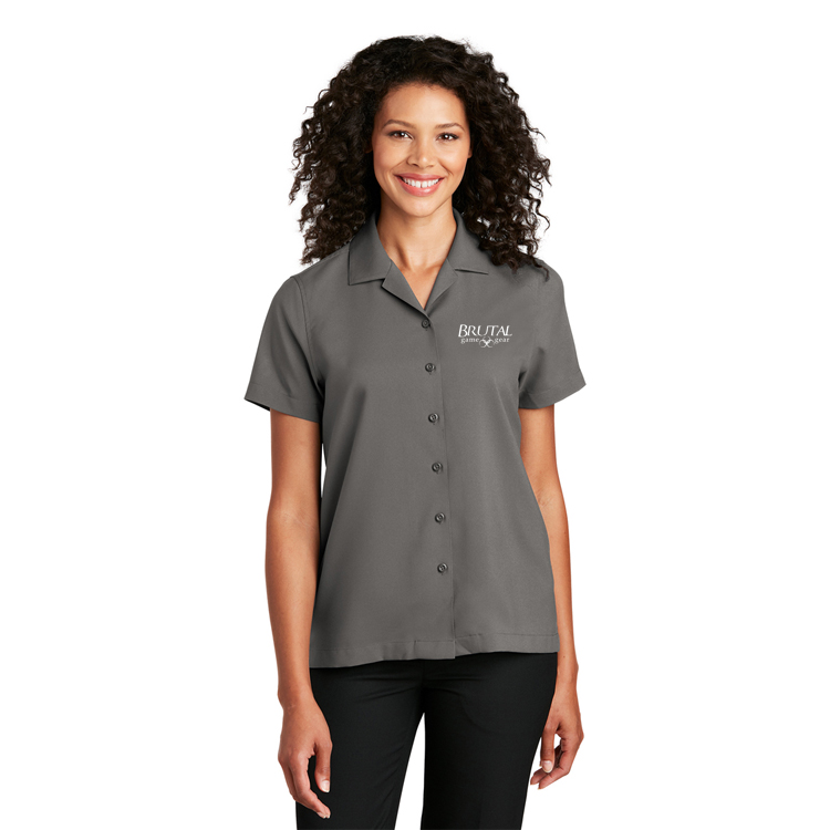 LW400 Brutal Logo Ladies Short Sleeve Button Up Bowler