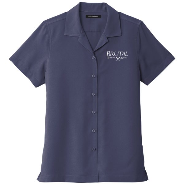 LW400 Brutal Logo Ladies Short Sleeve Button Up Bowler