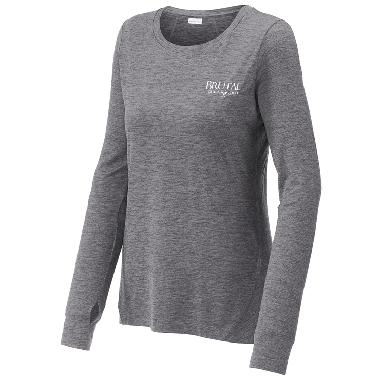 LST710 Brutal Logo Ladies Sueded Stretch Long Sleeve Shirt