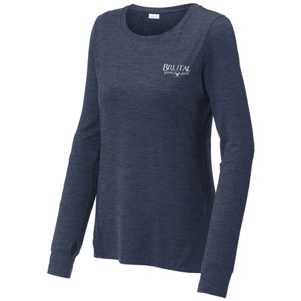 LST710 Brutal Logo Ladies Sueded Stretch Long Sleeve Shirt