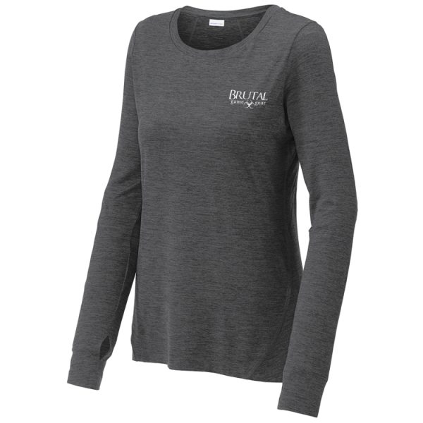 LST710 Brutal Logo Ladies Sueded Stretch Long Sleeve Shirt