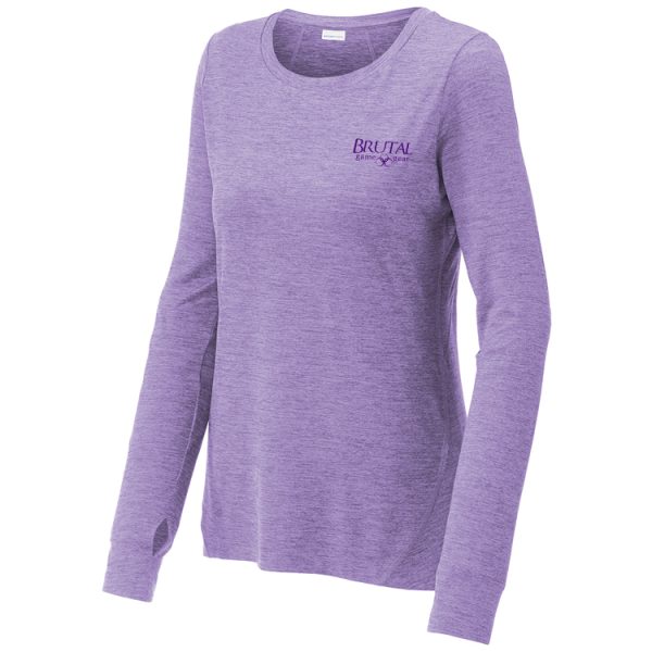 LST710 Brutal Logo Ladies Sueded Stretch Long Sleeve Shirt