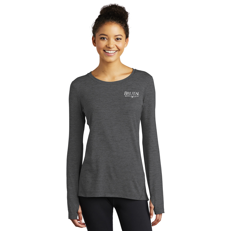 LST710 Brutal Logo Ladies Sueded Stretch Long Sleeve Shirt