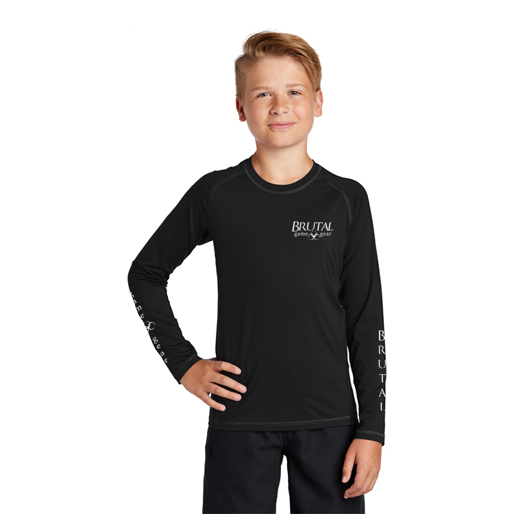 YST470LS Brutal Logo Youth Long Sleeve Rashguard Tee