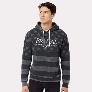 8871 Brutal Logo Black Stars and Stripes Hoodie