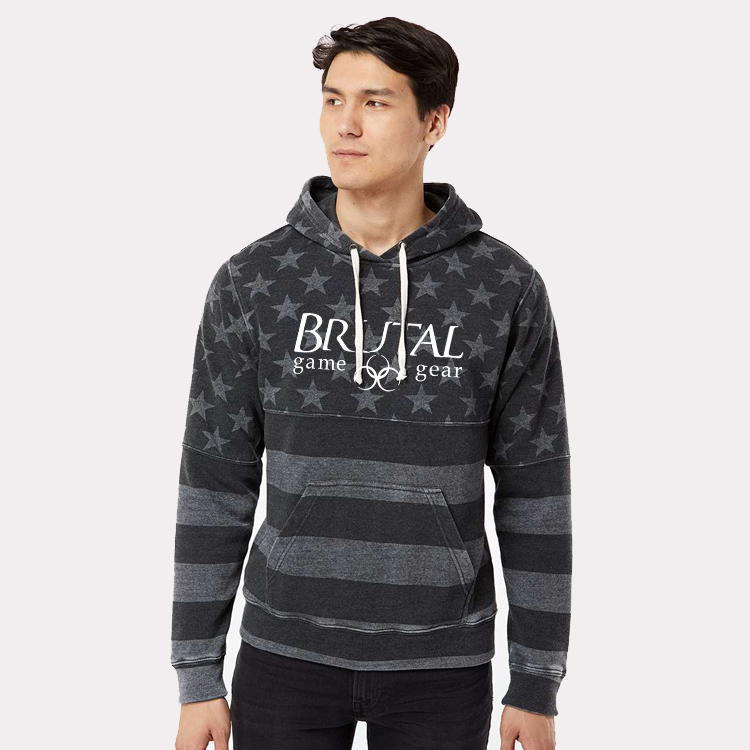 8871 Brutal Logo Black Stars and Stripes Hoodie