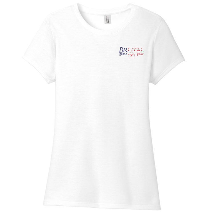USFLT1 US Flag Logo Tee ladies rn frnt wht